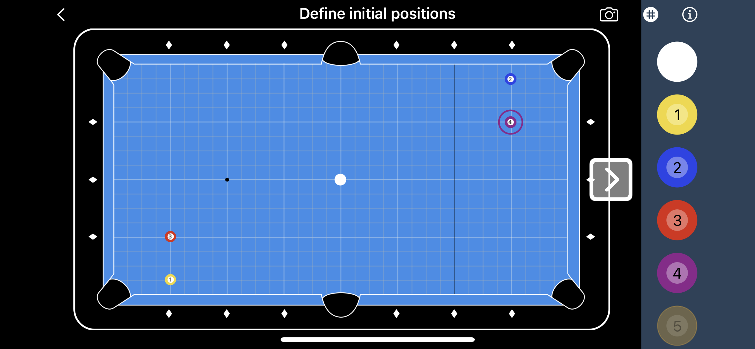 The DrillRoom Drill Editor, positioning balls on a pool table diagram