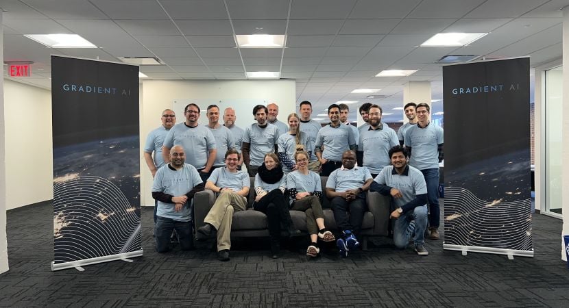 A company's engineering team gathered in their office