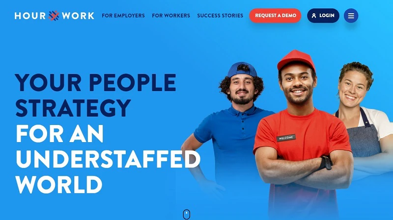 HourWork banner reading "Your people strategy for an understaffed world"
