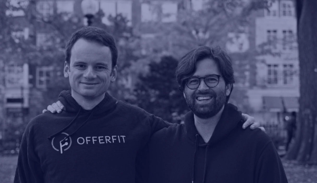 OfferFit's founders beside the company logo