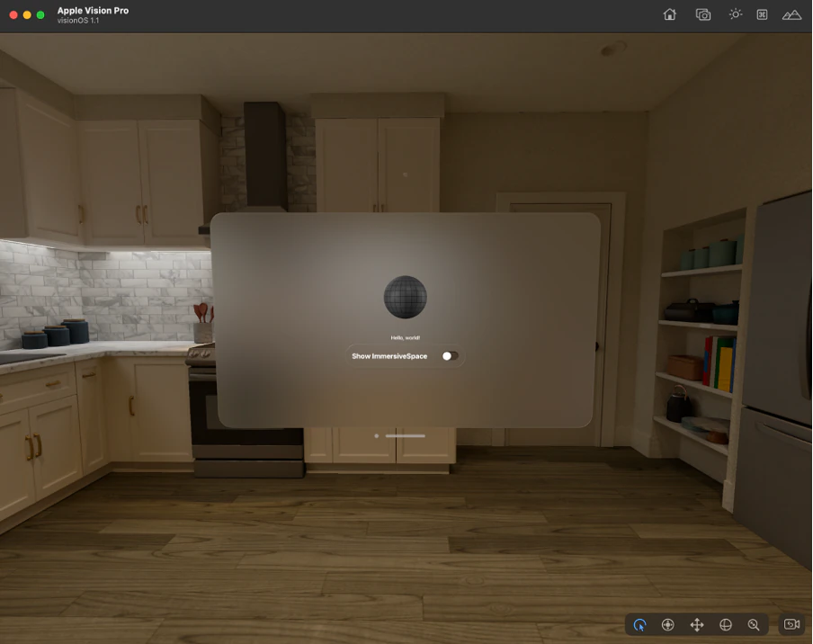 The default visionOS window running in the simulator