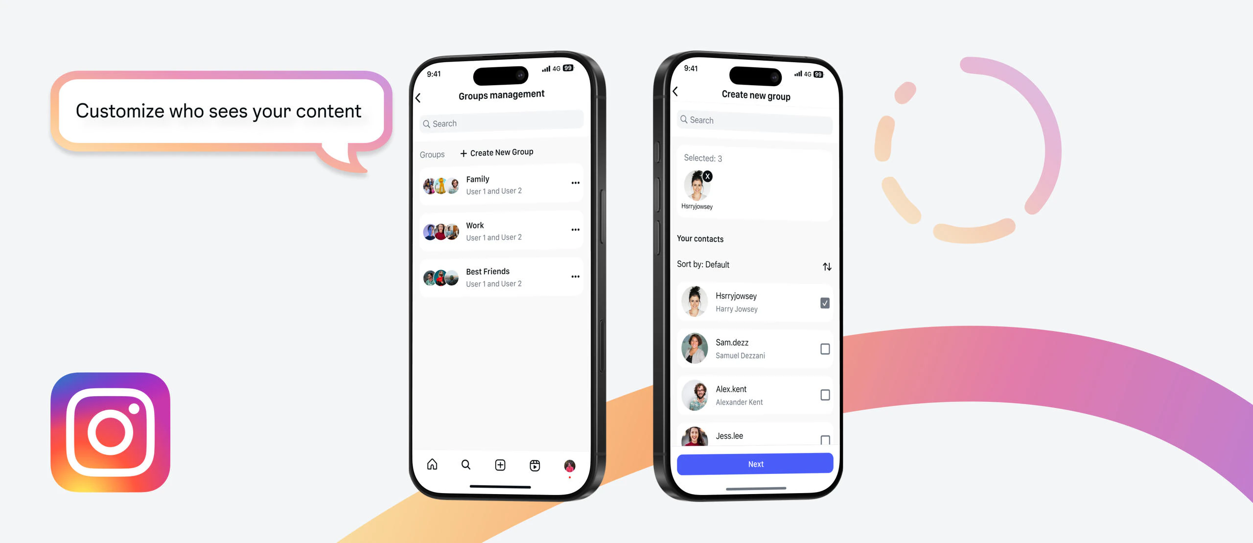 The proposed Instagram interface shown on two phones