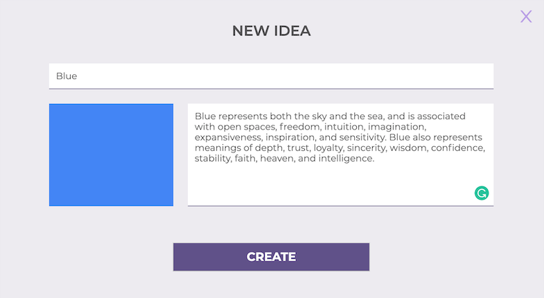 Screenshot of the creation of ideas in IdeaSource