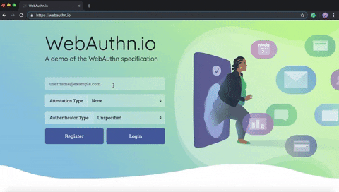 Registering a new account on the WebAuthn.io demo site