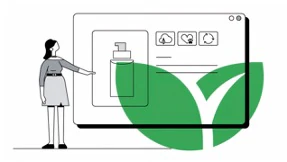 A designer presenting an interface built around eco-friendly choices