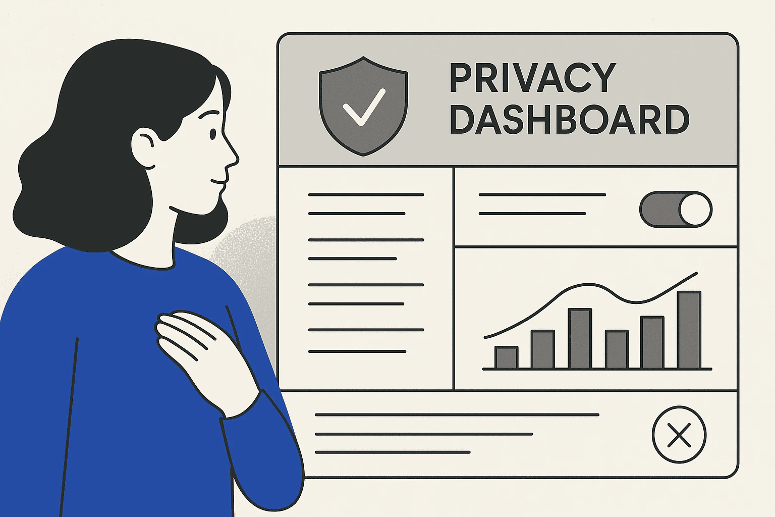 A privacy dashboard giving a user control over their data